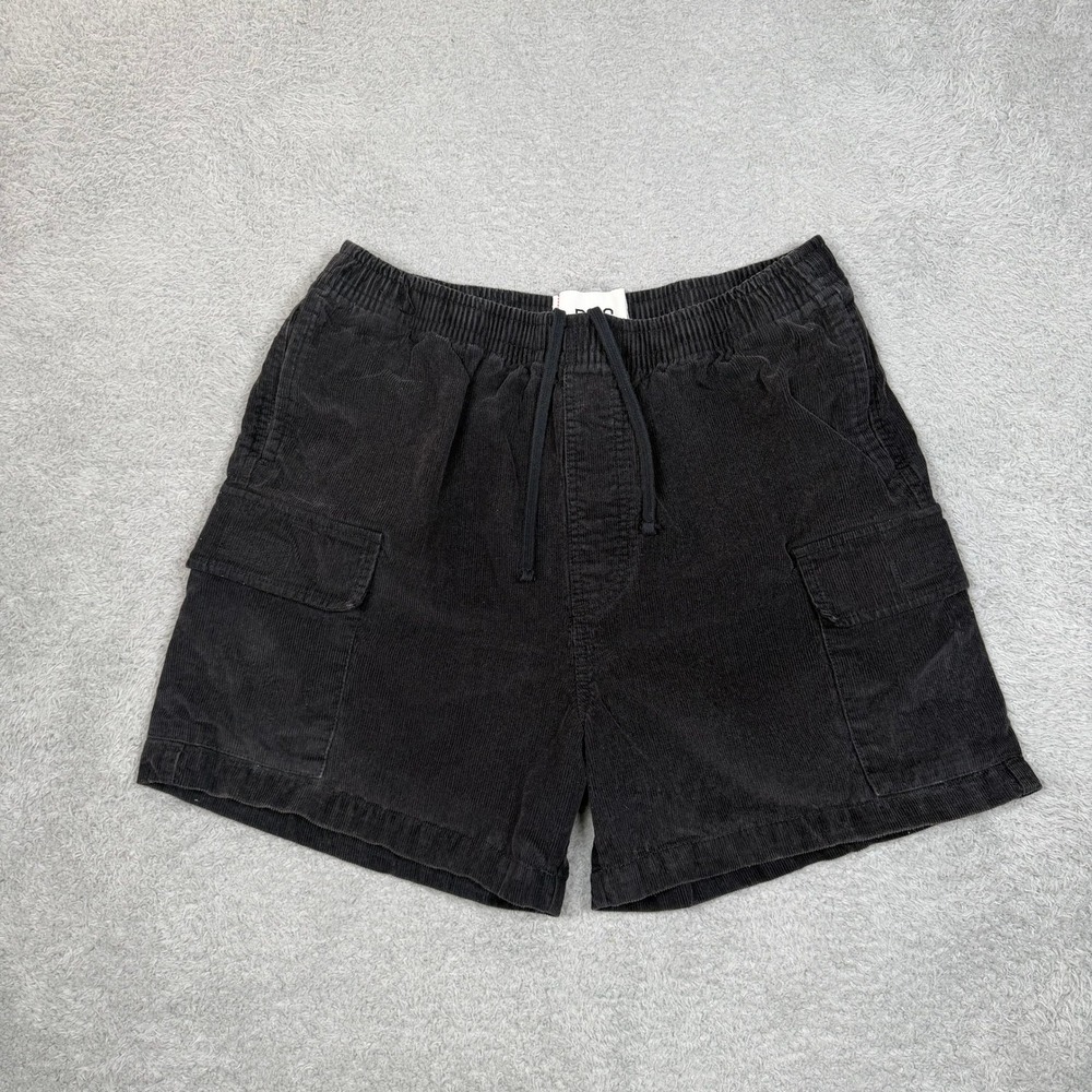 BDG Urban Outfitters Mens Black Corduroy Cargo Shorts Elastic Waist Size Large